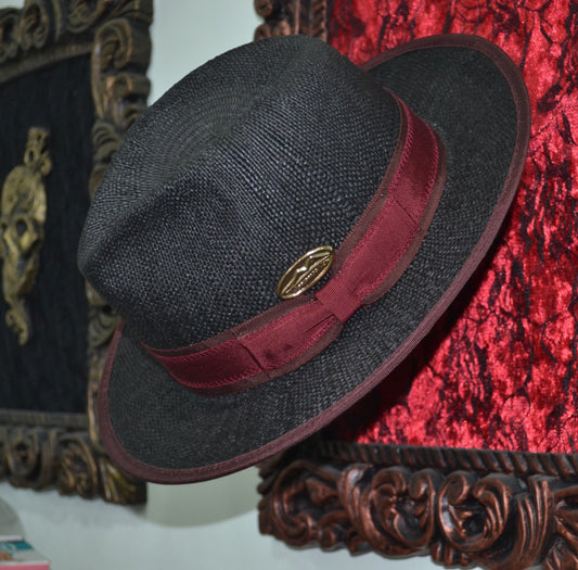 Cappello fedora di paglia nero