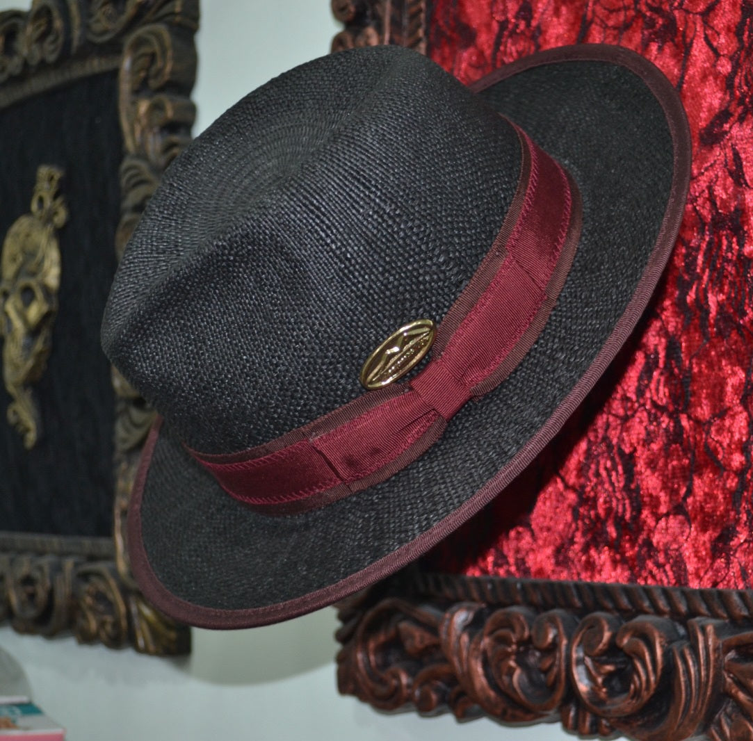 Cappello fedora di paglia nero